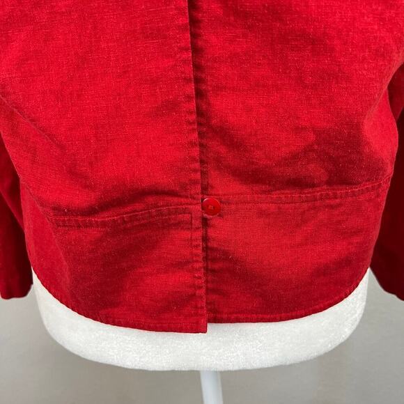 Lennie LNY New York Top Women's 12 Red Button Down Linen Blend Open Back Vintage - Picture 5 of 8